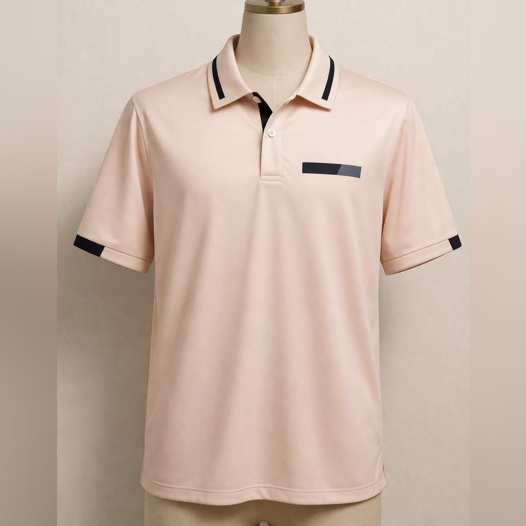 Mens Light Cream Polo Shirt With Contrast Trim